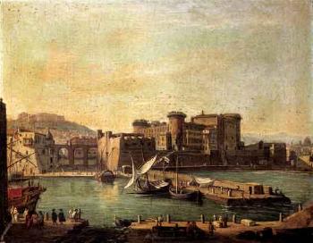 Darsena, Naples. Naples from the sea with Castel dell'Ovo by 
																			Gaspar van Wittel