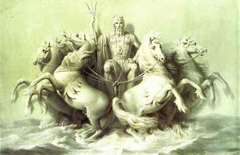 Neptune and his horses rising from the waves by 
																	Biagio Rebecca