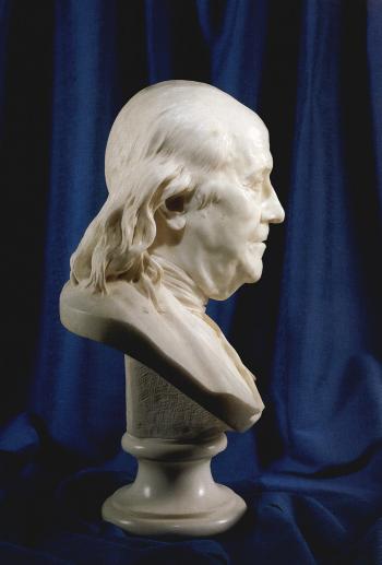 Bust of Benjamin Franklin by 
																			Jean Antoine Houdon