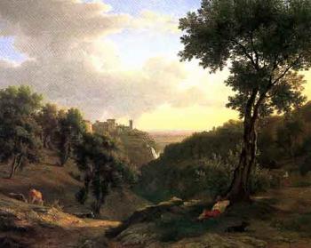 View of Cava dei Tirreni, and a church, near Salerno. View of falls at Tivoli by 
																			Abraham Teerlink