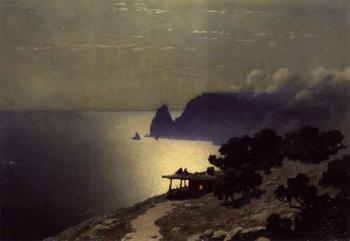 The Black Sea coast by moonlight by 
																	Grigory Odissejewitsch Kalmykow