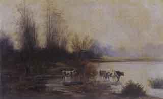Wood gatherers. Cows by a waterside by 
																			Edmund Harris Harden
