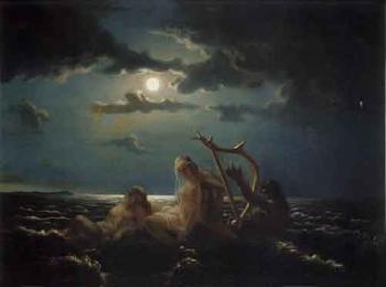 Seagod playing music for the mermaids by 
																	Harald Theodor Udden