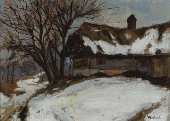 Winter landscape with farmstead by 
																	Robert Voit
