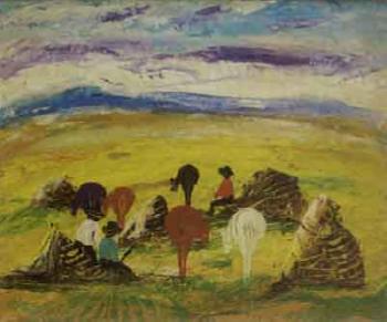 Landscape with peasants by 
																	B Palencia