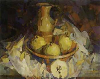 Still life with lemons and jug by 
																	Diego Santiago Salado