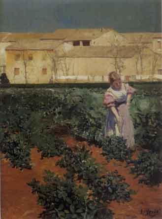 Woman in vegetable garden by 
																	Ricardo Verde Rubio