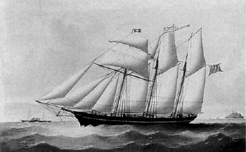 J. Wignall - schooner in choppy sea by 
																	John Rawcliffe