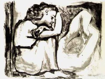 Femme, assise et dormeuse by 
																			Pablo Picasso
