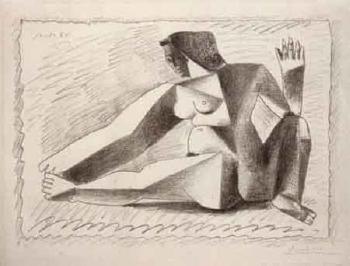Femme accroupie au bras leve by 
																			Pablo Picasso