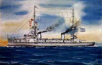 The battleship Averof and Spetsai by 
																			P Zourdos
