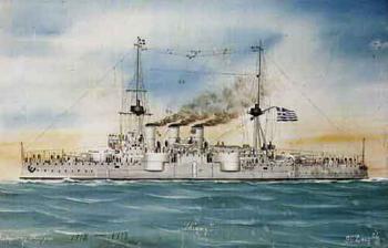 The battleship Averof and Spetsai by 
																			P Zourdos