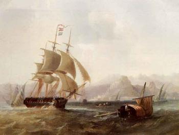 British frigate amidst Native Craft off Corfu by 
																	William Garthwaite