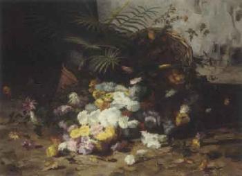 Summer flowers spilling from basket by 
																	Marguerite Jacquelin