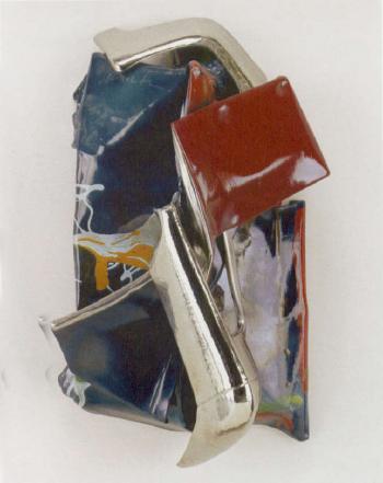 Portrait of a nude with a chrome fan by 
																	John Chamberlain