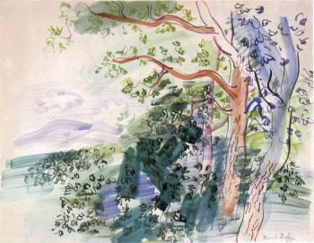 Manoir du Vallon, le vent dans les arbres by 
																	Raoul Dufy