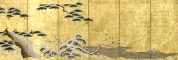 Pine, plum, flowers and grasses of the four seasons by 
																			Kano Minenobu