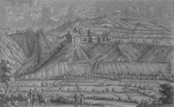 Paysage montagneux avec le chateau de Hiljibon by 
																	Johann Caspar Ulinger