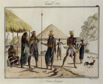 Timor 1818, scene Malaise, diner chinois by 
																	Adrien Aime Taunay