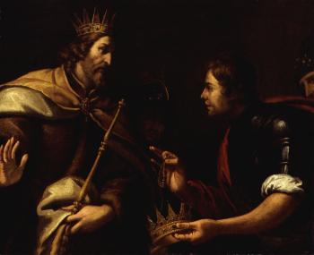 David presented with the crown and bracelet of Saul by 
																	Luca Saltarello