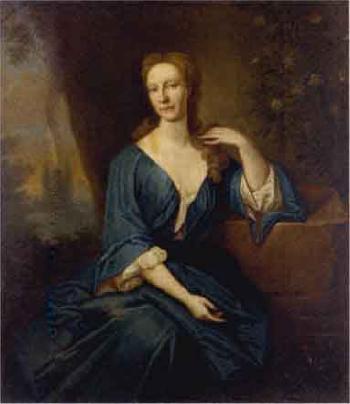 Portrait of Anne Seton, seated in a blue dress by 
																	Richard Waitt