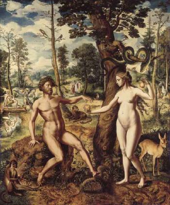 The Temptation with the Rebuke and the Expulsion from the Garden of Eden beyond by 
																	Jan Swart van Groningen