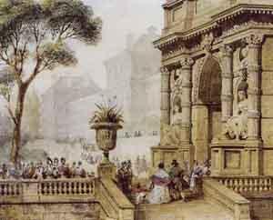 Arc de Triomphe pres d'un palais by 
																	Francois Joseph Nolau