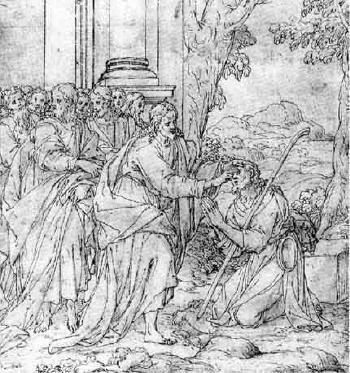 Christ healing the blind man by 
																	 Campi