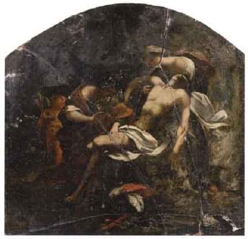 Saint Irene nursing Saint Sebastian by 
																	Lorenzo Garbieri