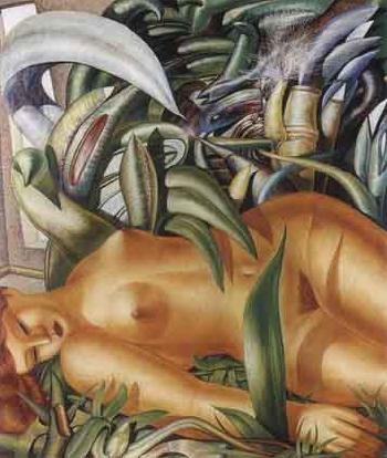 Reclining female beauty surrounded by plants by 
																	Bernward Orlob