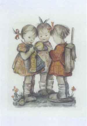 Three school girls by 
																	Berta Hummel
