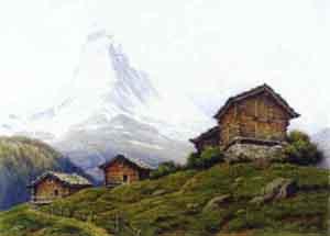 Huts in front of the Matterhorn by 
																	Hans Durner