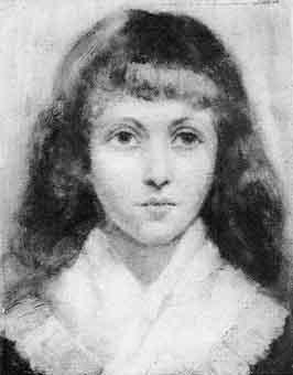 Portrait of a girl wearing a lace trimmed collar by 
																	Caroline Audley
