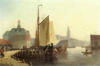 Ships in the inner harbour by 
																	Jacob Hendrik van Duinen