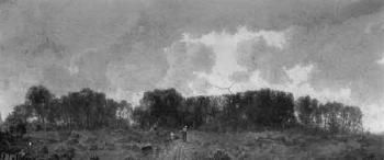 Temps gris, paysans sur le chemin by 
																	Gustave Fayet