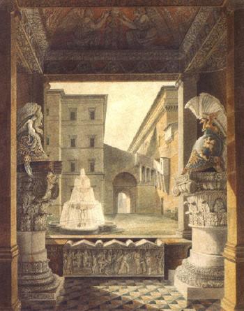 Etude de sculptures antiques dans une cour du Vatican by 
																	Louis Pierre Baltard