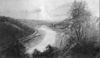Looking down Avon gorge towards Channel by 
																	E W Twining