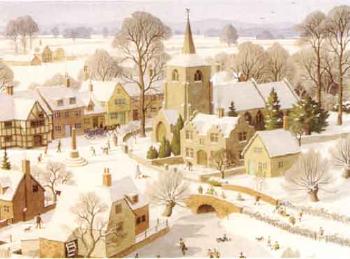 Village in winter by 
																	Ronald Lampit