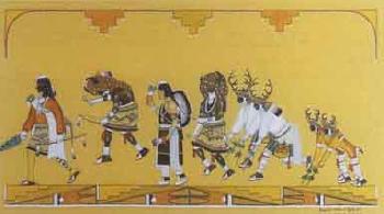 Buffalo and deer dance, pueblo ceremonial by 
																	 Tse-Ye-mu