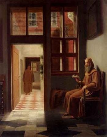 Monks in the cloister by 
																	Ferdinand Daems