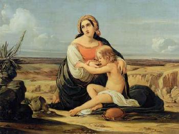 Hagar and Ismael in the desert by 
																	Franz Nadorp