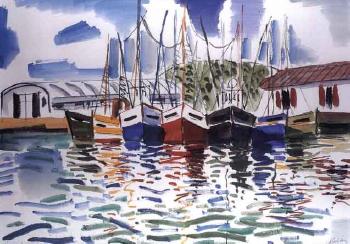 Boats in the harbour by 
																	Miguel Sanchez Lareo