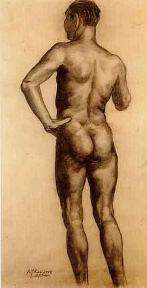 Male nude from behind by 
																	Manuel Navarro Lopez
