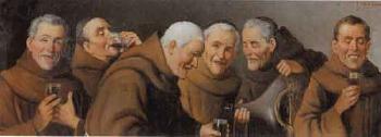 Monks in wine cellar by 
																	 Agresti