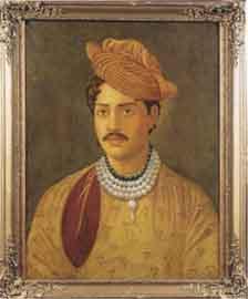 Portrait d'un prince de Gwalior portant un collier en diamant by 
																	 Indian School