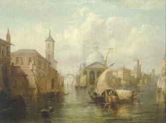 Venetian canal scene by 
																	C Cullam