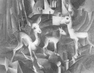 Three deer in a landscape by 
																	Hugo Landheer
