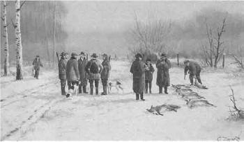 Winter hunting scene by 
																	Gerhard Zank
