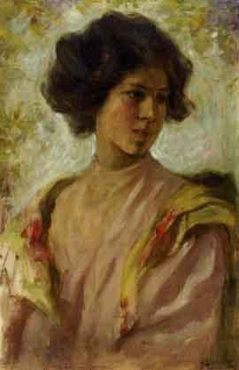 Portrait of young Venetian woman by 
																	Giuseppe Duodo