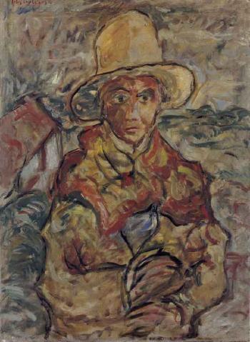 Portrait of figure wearing hat by 
																	Tytus Czyzewski
